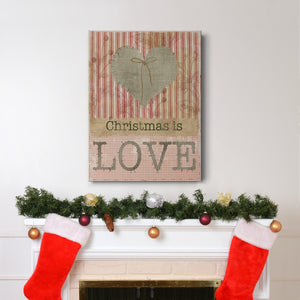 Burlap Christmas Love Premium Gallery Wrapped Canvas - Ready to Hang