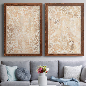 Walnut Damask I - Premium Framed Canvas 2 Piece Set - Ready to Hang