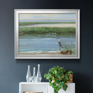 Wading at Dusk - Modern Framed Canvas Print