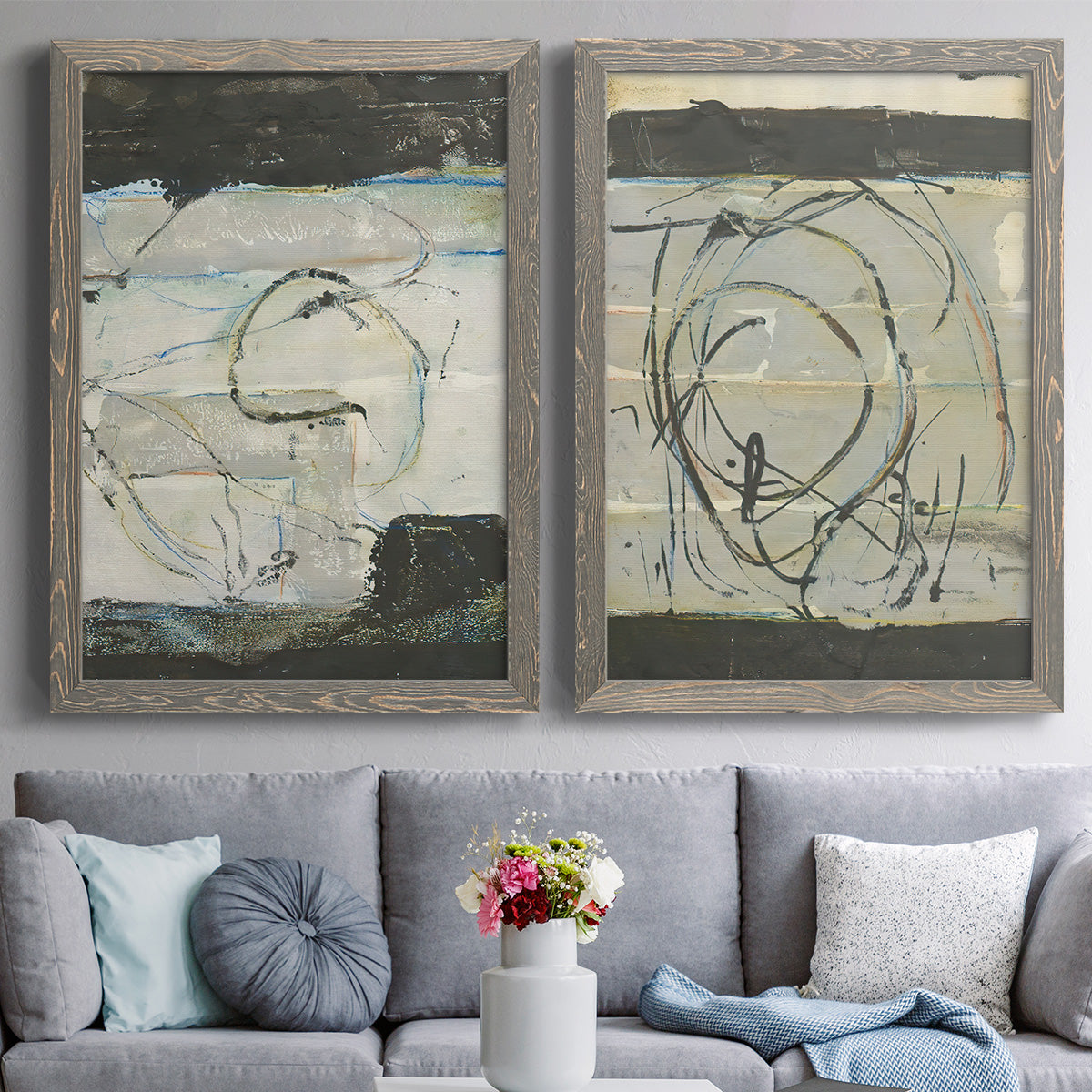 Continuing Energy I - Premium Framed Canvas 2 Piece Set - Ready to Hang