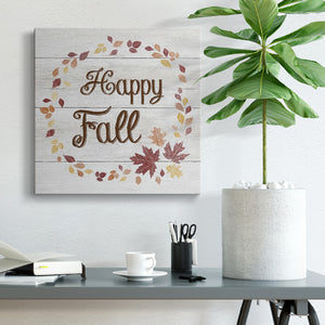 Happy Fall Wreath -Premium Gallery Wrapped Canvas - Ready to Hang