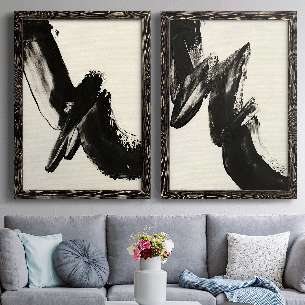 Black Expression I - Premium Framed Canvas 2 Piece Set - Ready to Hang