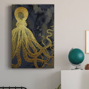 Octopus Ink Gold & Blue I Premium Gallery Wrapped Canvas - Ready to Hang