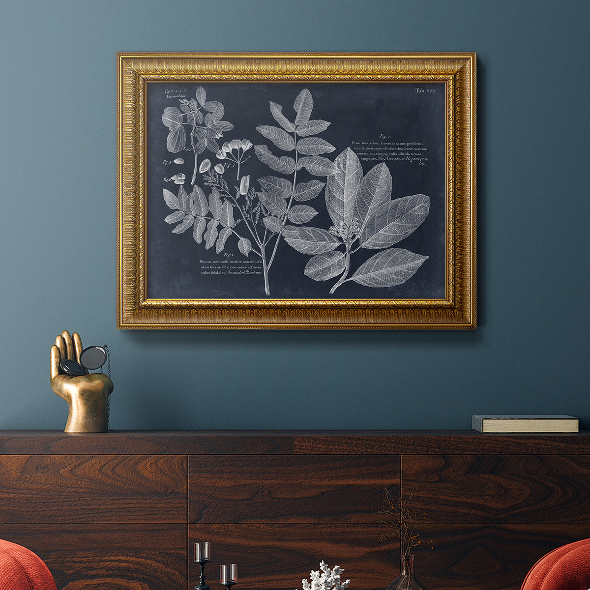 Foliage on Navy V Premium Framed Canvas- Ready to Hang