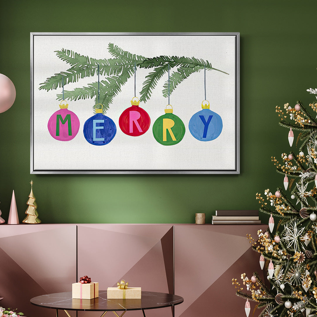 Colorful Christmas Collection A - Framed Gallery Wrapped Canvas in Floating Frame