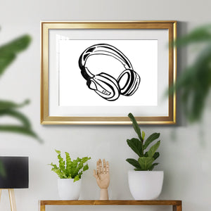 Headphones Sketch - Modern Framed Art Print