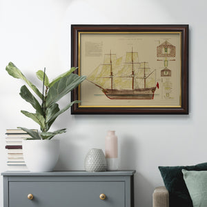 Antique Ship Plan VIII Premium Framed Canvas- Ready to Hang