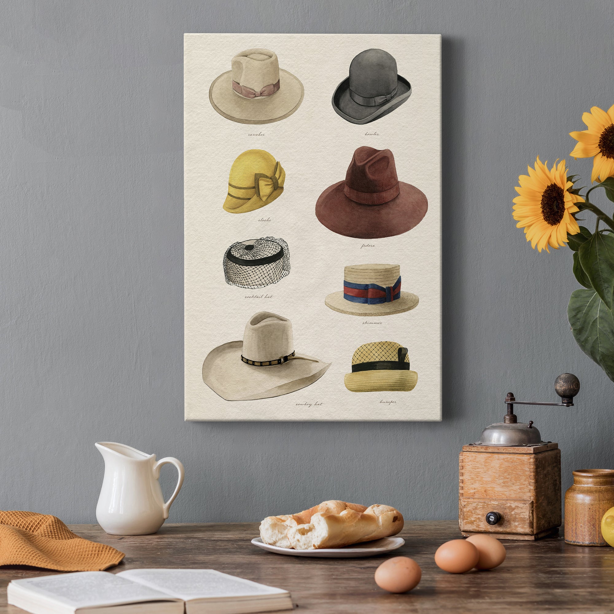 Vintage Hats II Premium Gallery Wrapped Canvas - Ready to Hang