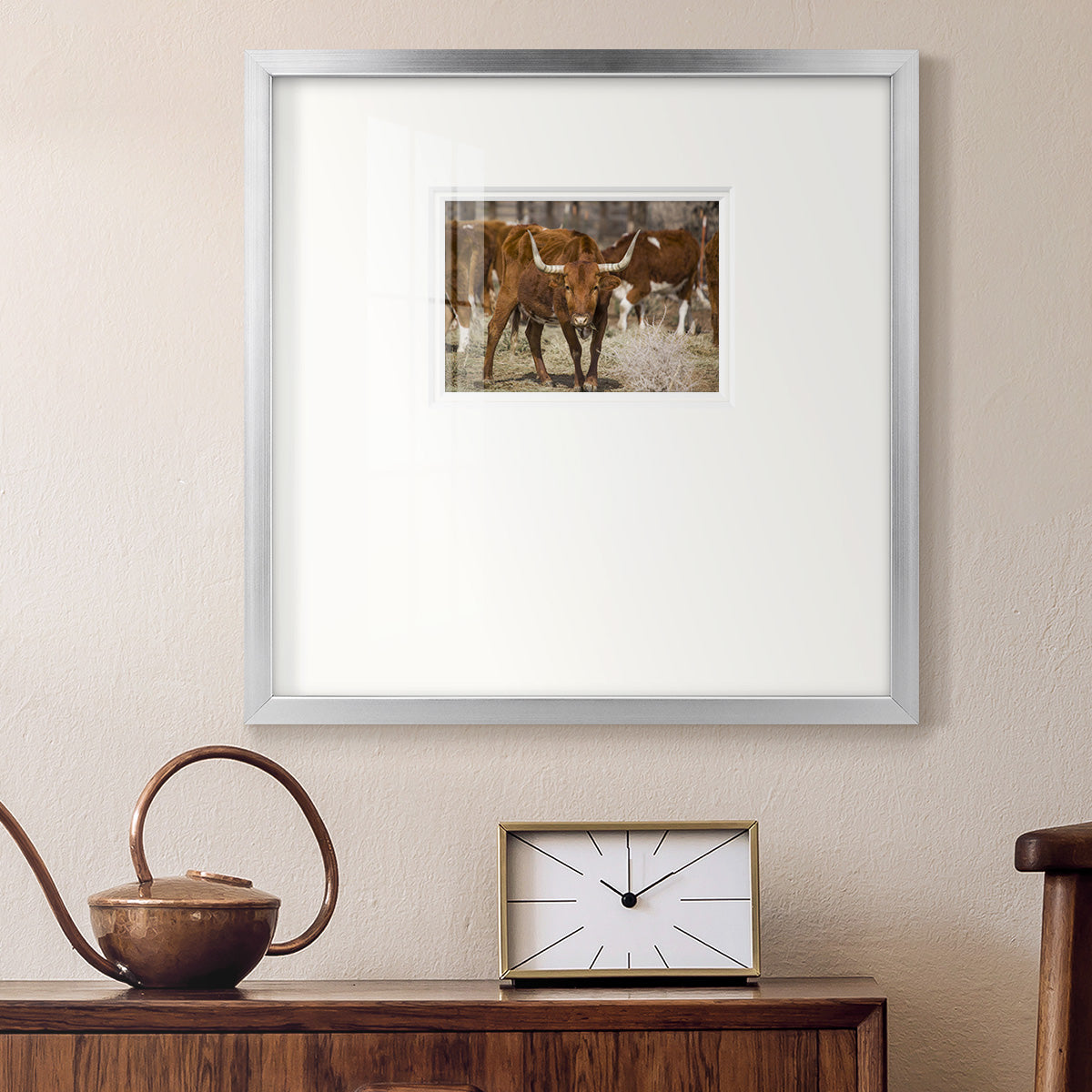 Longhorns- Premium Framed Print Double Matboard