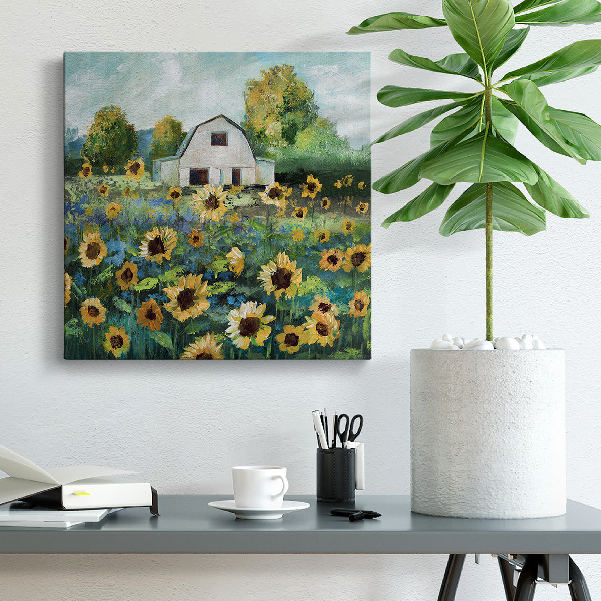 Sunflower Farmhouse -Premium Gallery Wrapped Canvas - Ready to Hang