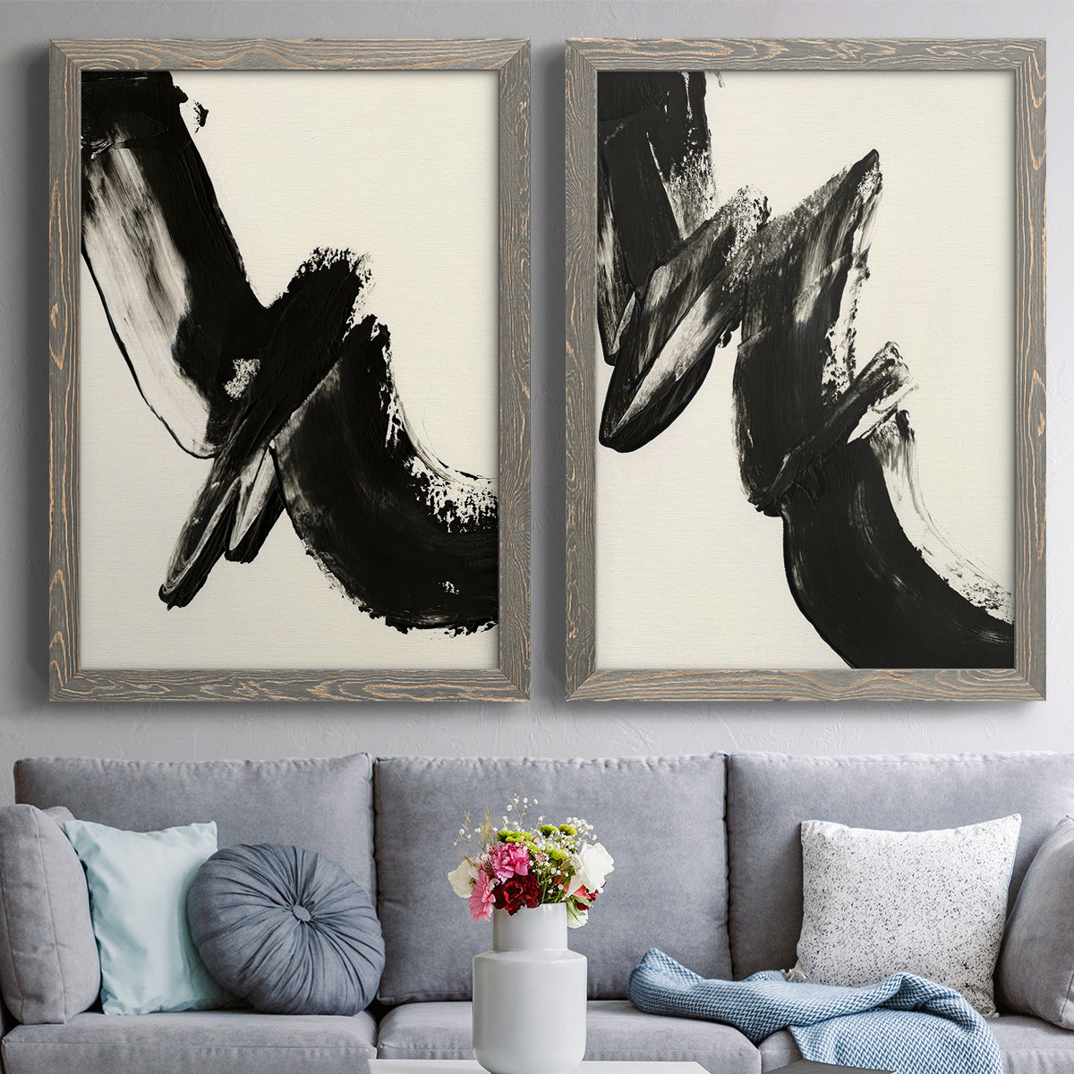 Black Expression I - Premium Framed Canvas 2 Piece Set - Ready to Hang