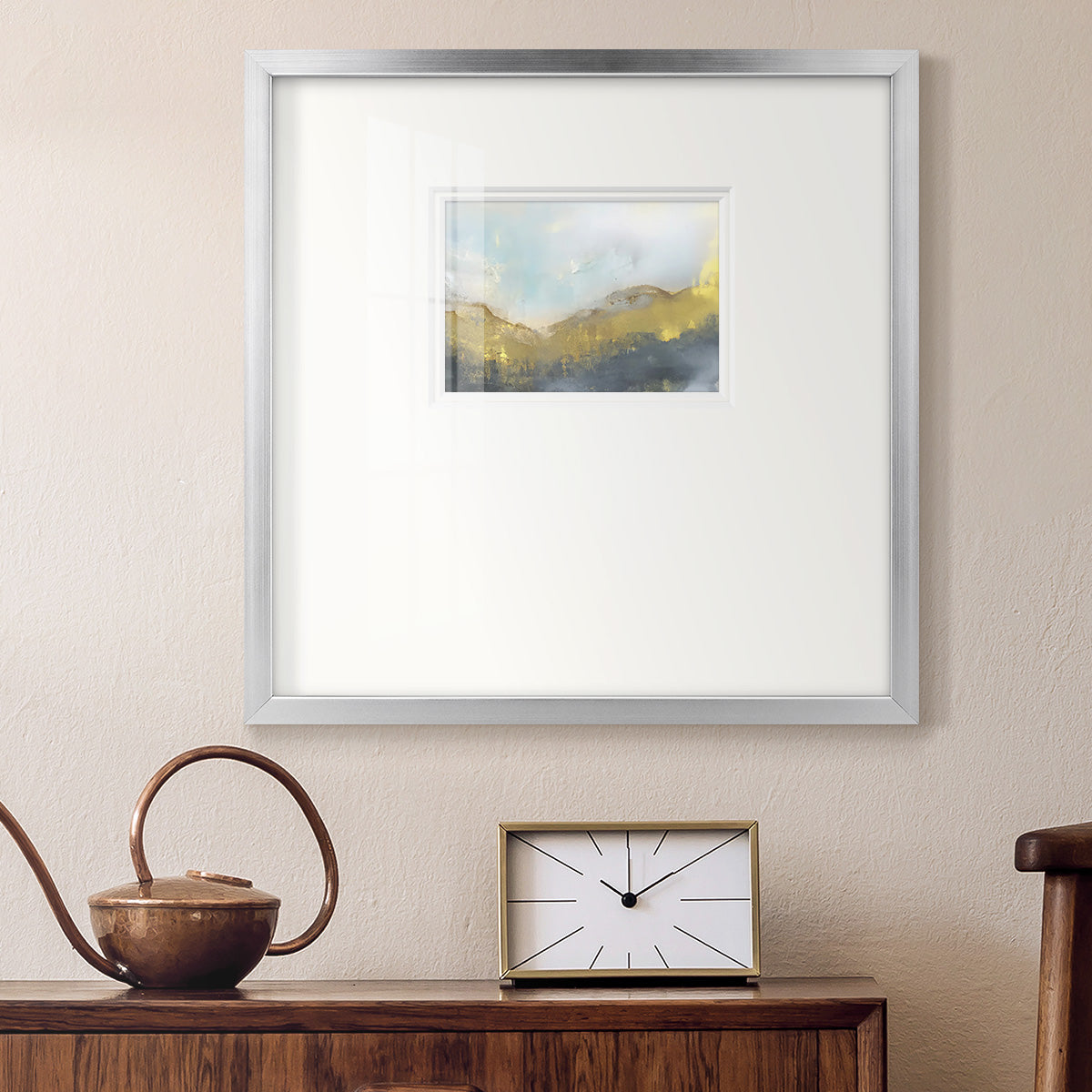 Blue and Gold Abstract IV Premium Framed Print Double Matboard