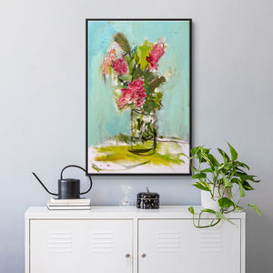 TURQUOISE LILLY - Framed Premium Gallery Wrapped Canvas L Frame - Ready to Hang