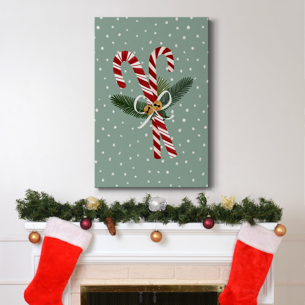 Peppermint Snowman Collection B Premium Gallery Wrapped Canvas - Ready to Hang
