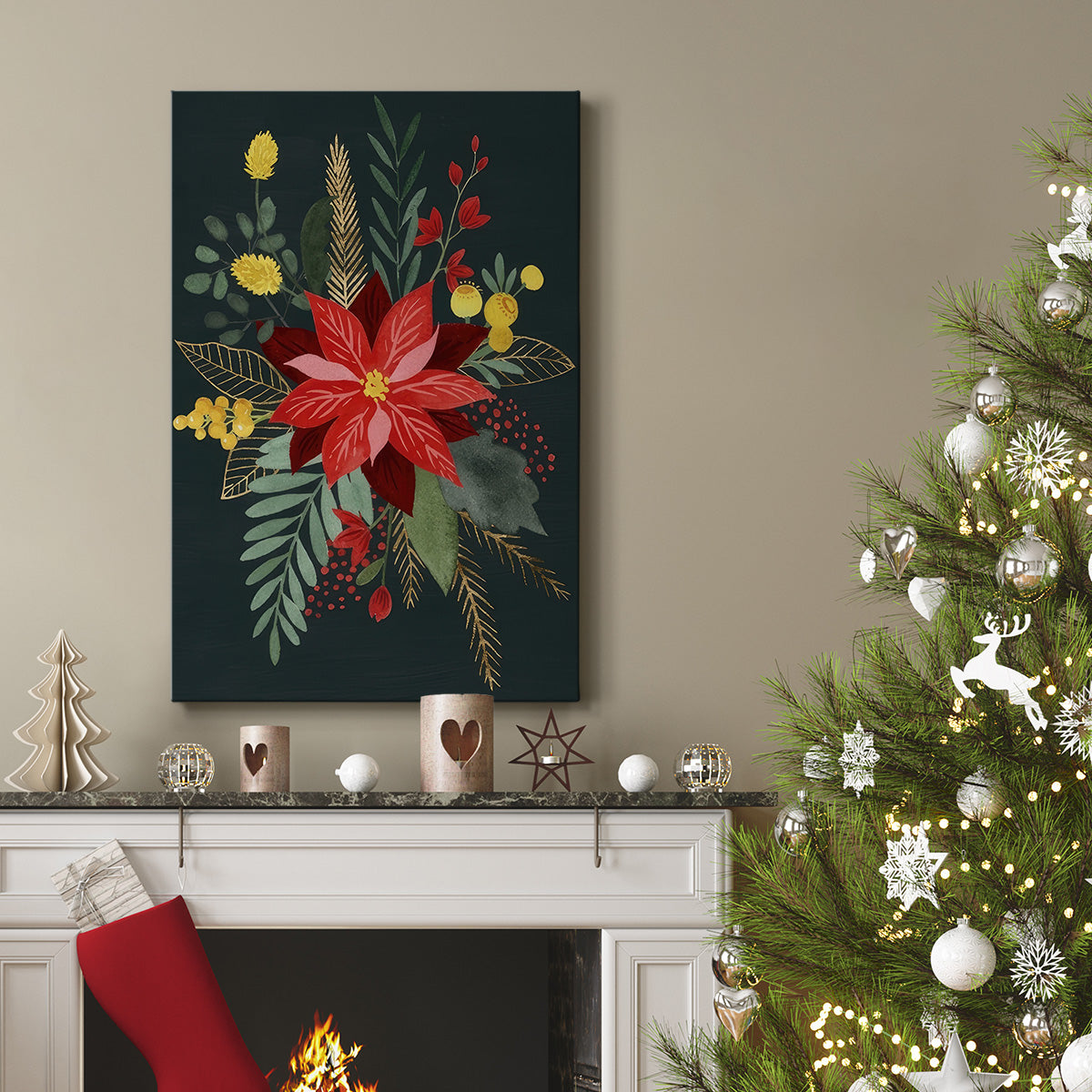 Bright Christmas Night Collection B - Gallery Wrapped Canvas