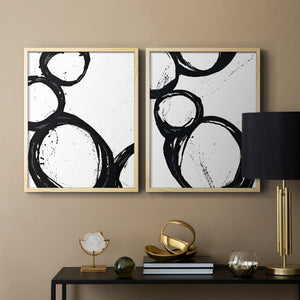 Colorful geometric landscape artwork depicting a coastal view with blue waters and green hills during daytime