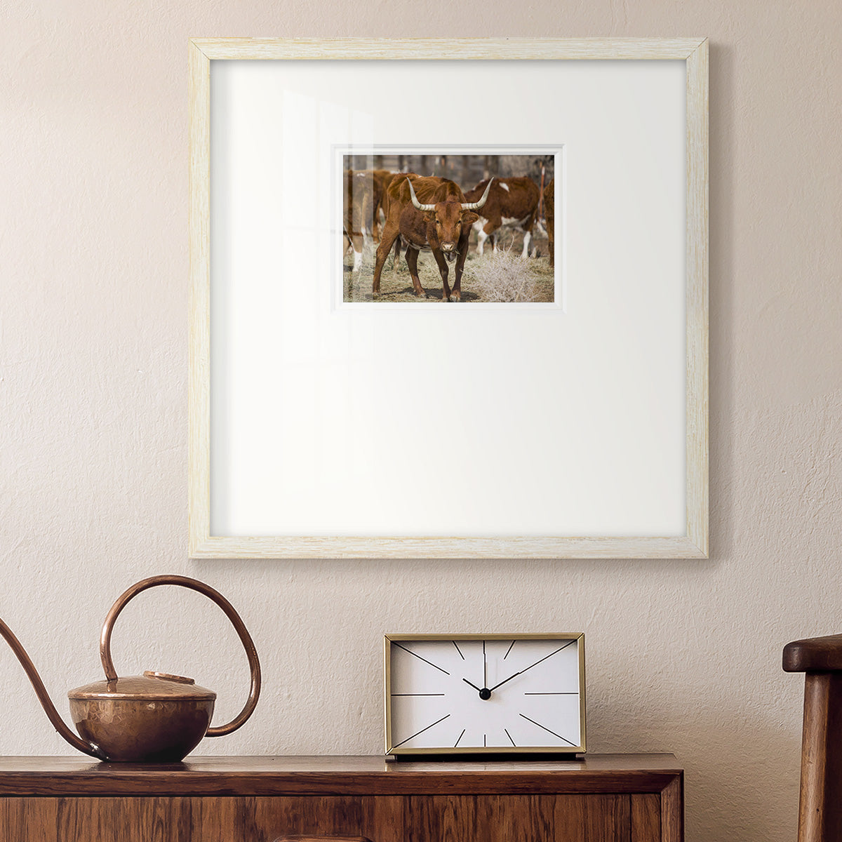 Longhorns- Premium Framed Print Double Matboard