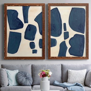 Blue Pieces I - Barnwood Framed Canvas Set