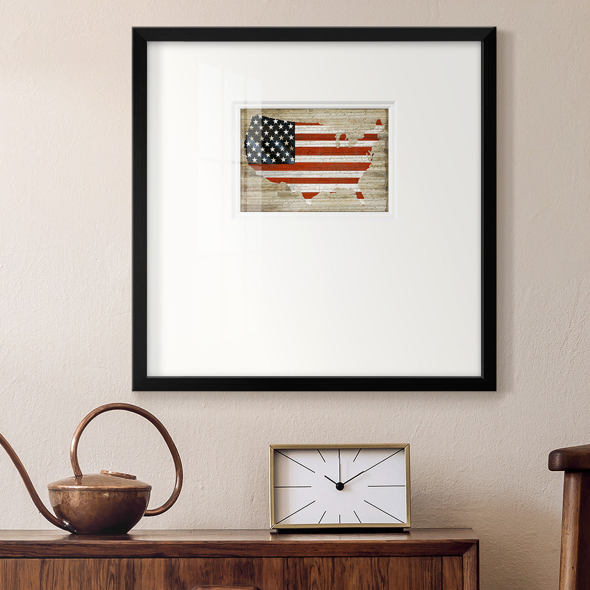 American Flag Premium Framed Print Double Matboard