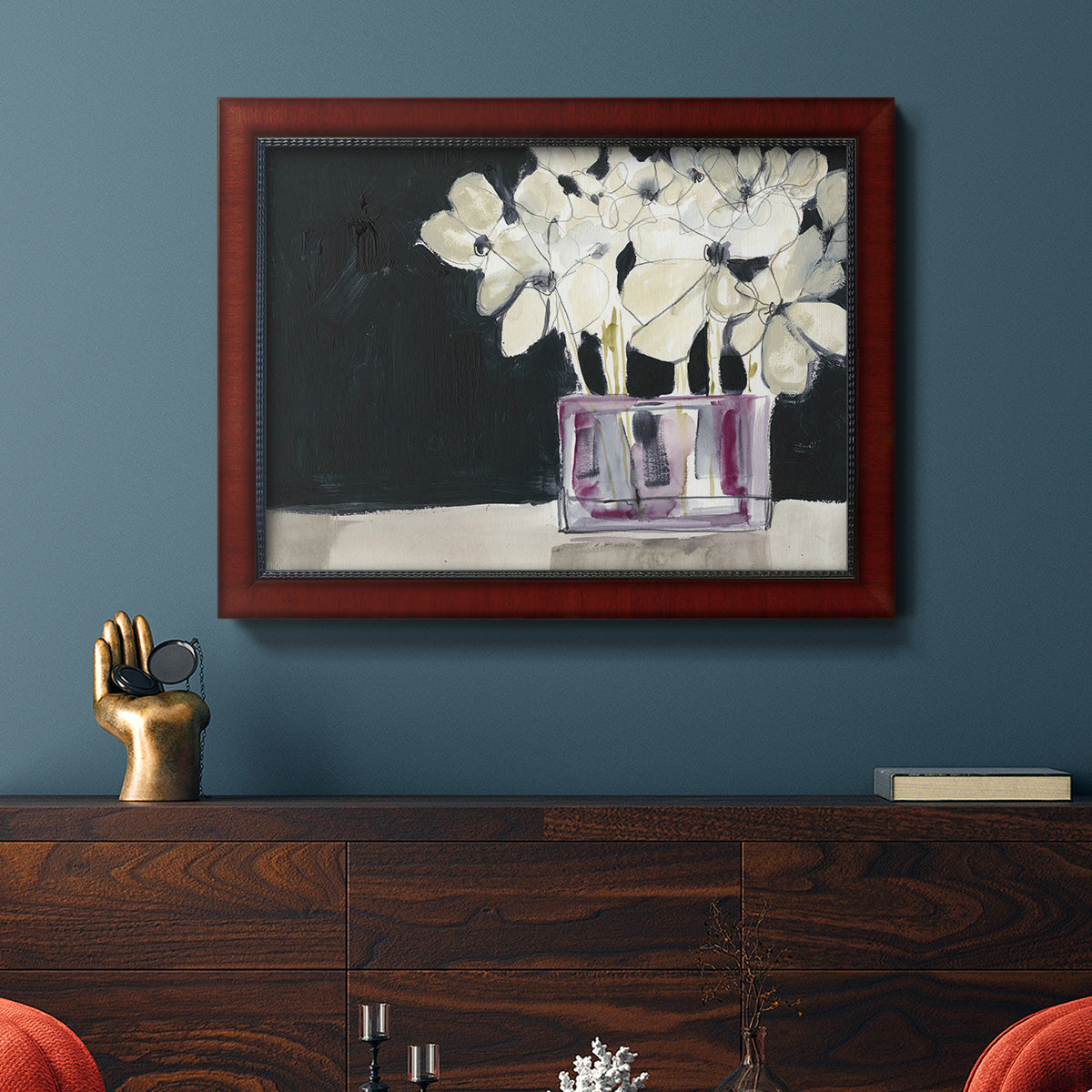 White Flowers in Fuchsia I Premium Framed Canvas- Ready to Hang