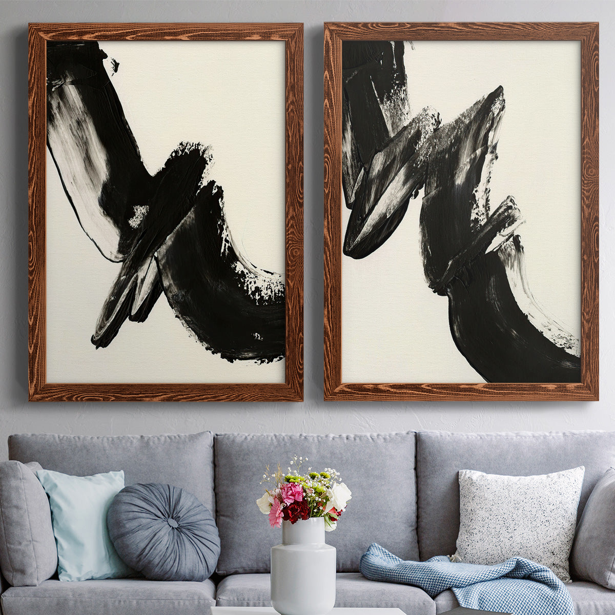 Black Expression I - Premium Framed Canvas 2 Piece Set - Ready to Hang