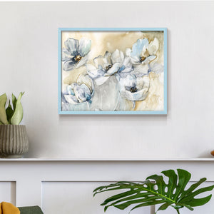 41787,artwork,flowers,floral,painting,modern,decor,home,interior,white,blue,delicate,blossoms,design,nature,still life,aesthetic,elegant,beauty,frame,neutral,soft tones,decor piece,wall art,creativity,inspiration,harmony,fresh,visual,texture,light,contemporary,arrangement,botanical,vivid,outdoors,tranquility,color palette,visual composition,Re-stickable,Plants & Flowers