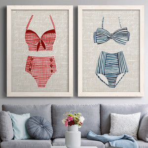 Vintage Swimming III - Premium Framed Canvas 2 Piece Set - Ready to Hang