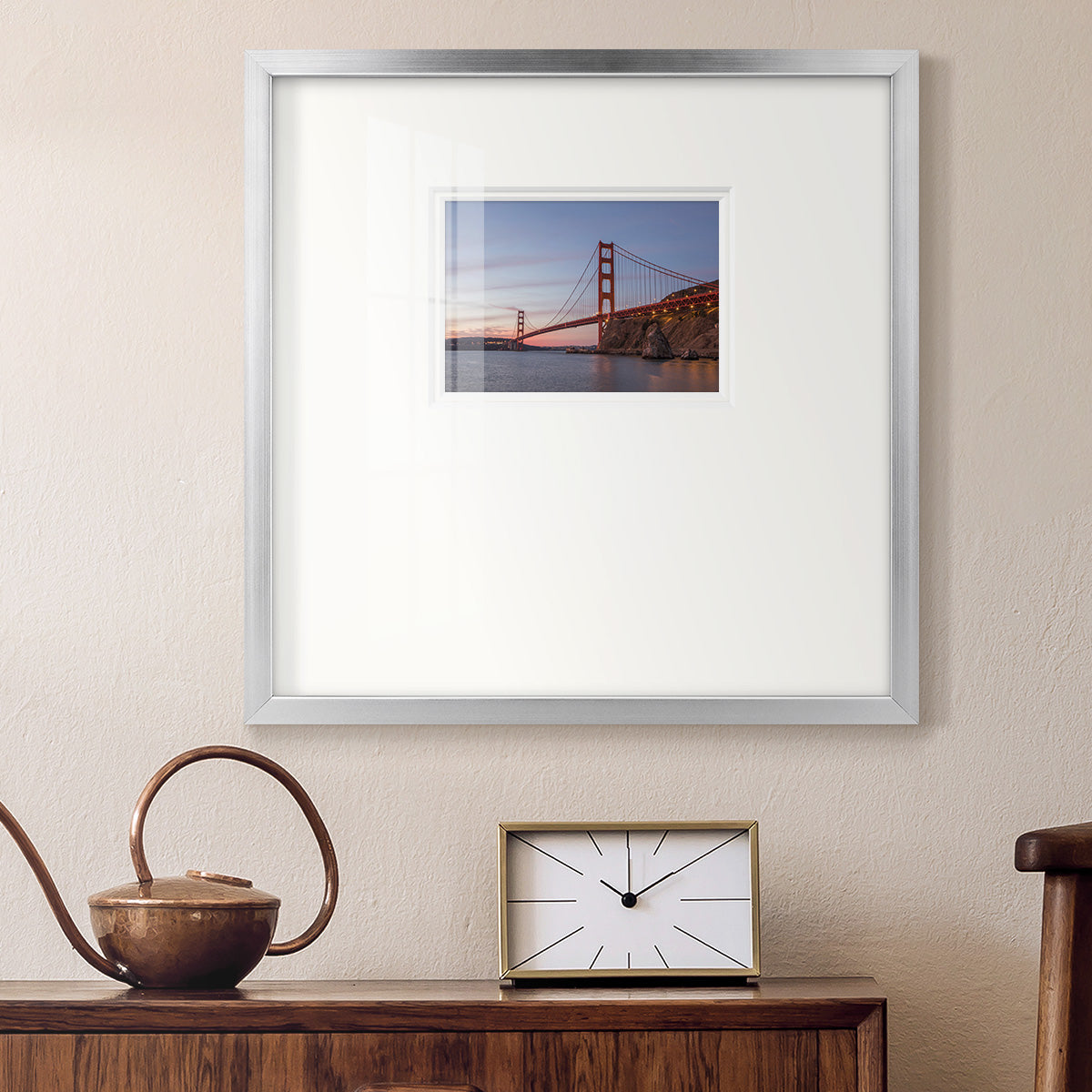 Golden Gate Span Premium Framed Print Double Matboard