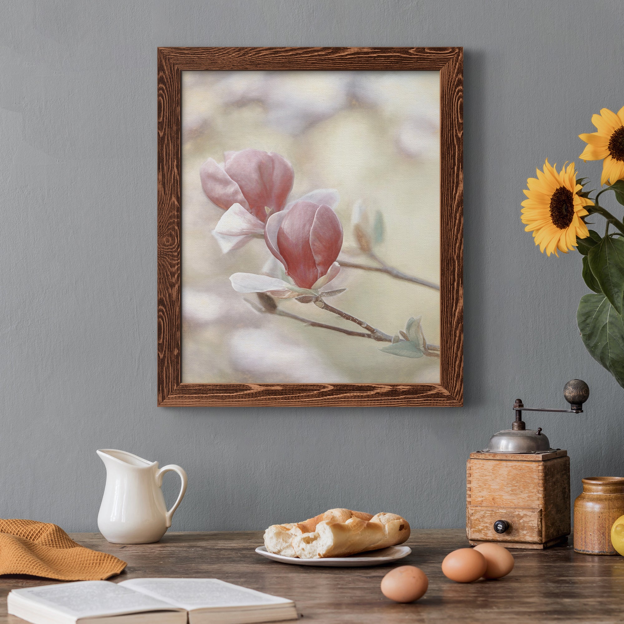Blooming Hearts - Premium Canvas Framed in Barnwood - Ready to Hang