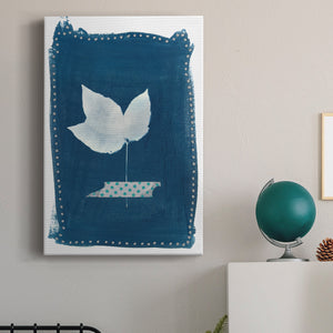 Cyanotype Pressed Leaves II Premium Gallery Wrapped Canvas - Ready to Hang