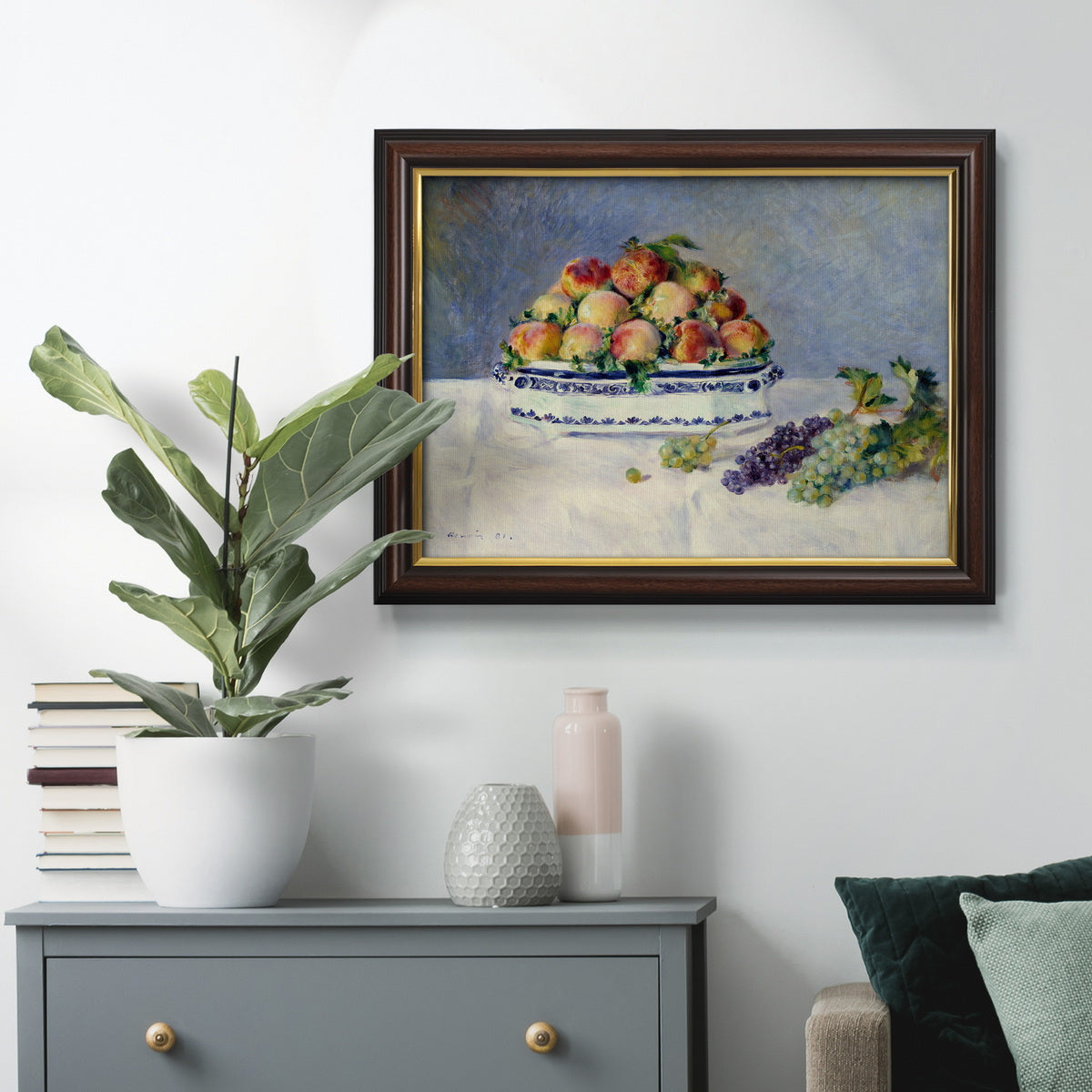 Still Life with Peaches and Grapes Premium Framed Canvas- Ready to Hang