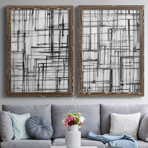 Line Meditation I - Barnwood Framed Canvas Set