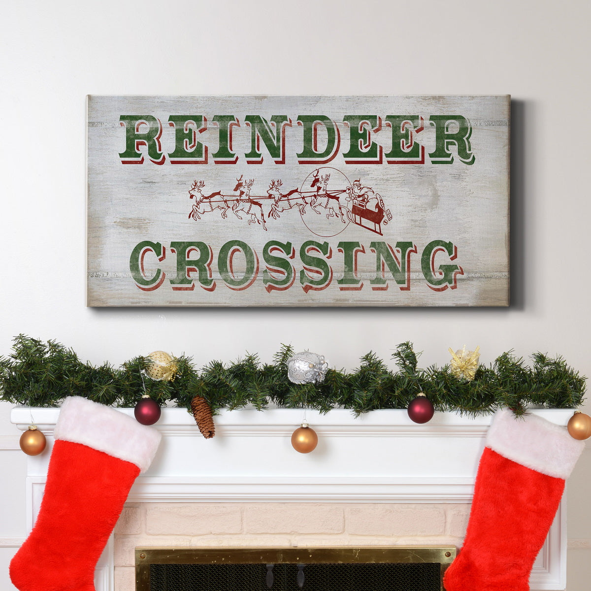 Reindeer Crossing Type Premium Gallery Wrapped Canvas - Ready to Hang