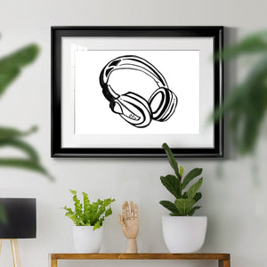 Headphones Sketch - Modern Framed Art Print