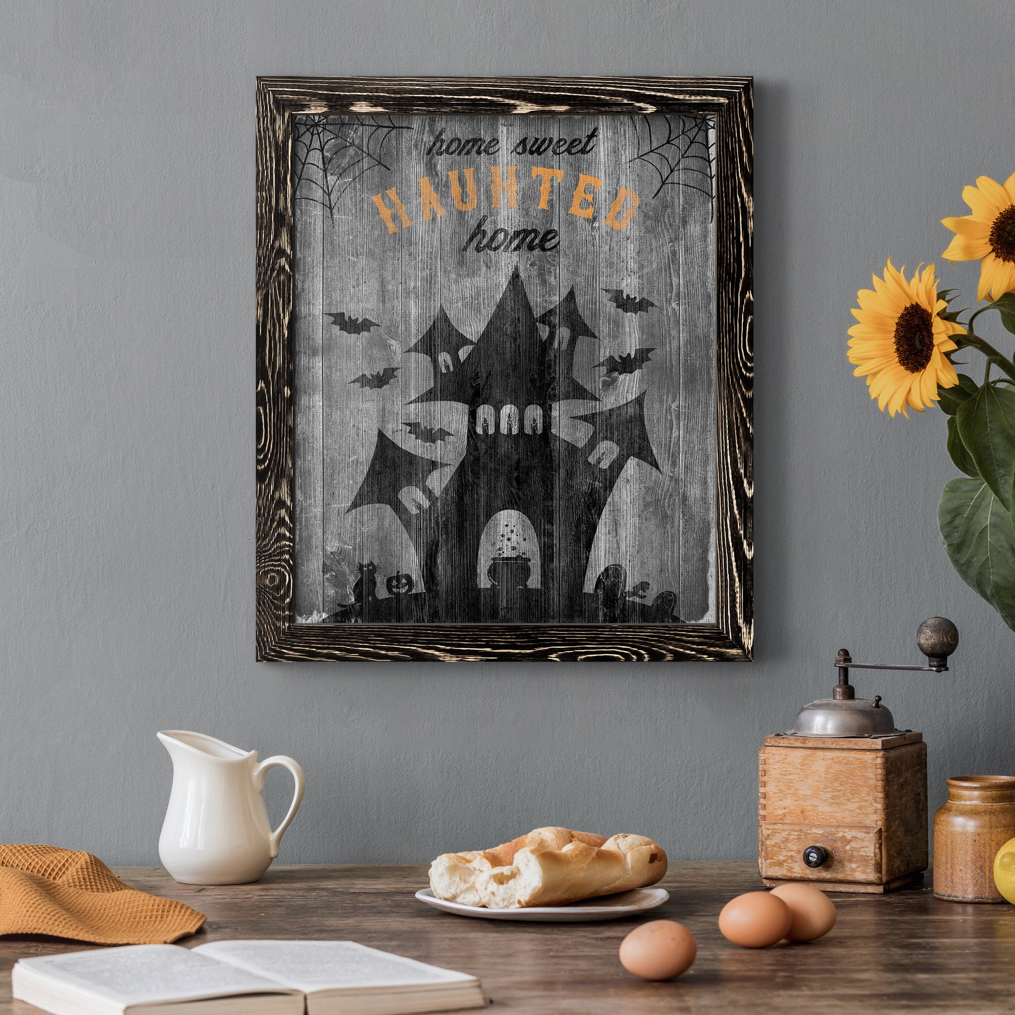 Haunted House - Premium Canvas Framed in Barnwood - Ready to Hang