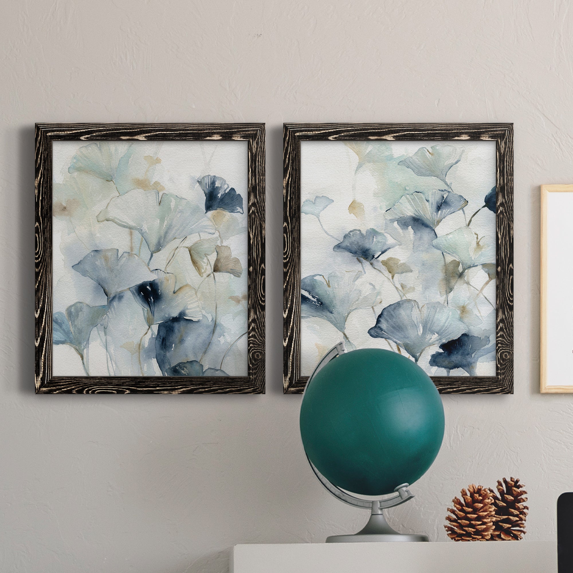 Indigo Ginkgo I- Premium Framed Canvas in Barnwood - Ready to Hang