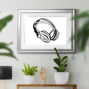 Headphones Sketch - Modern Framed Art Print