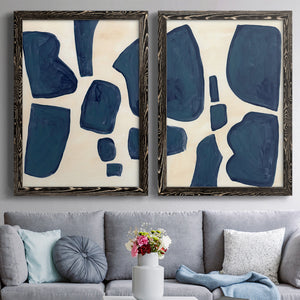 Blue Pieces I - Barnwood Framed Canvas Set