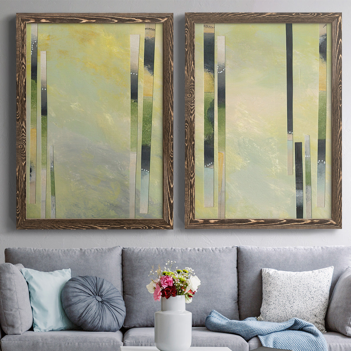 Neutral Assemblage III - Premium Framed Canvas 2 Piece Set - Ready to Hang