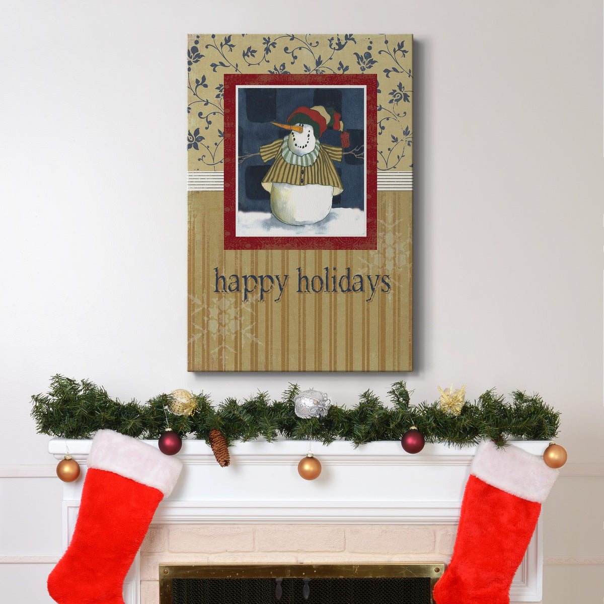 DENIM SNOWMAN Premium Gallery Wrapped Canvas - Ready to Hang