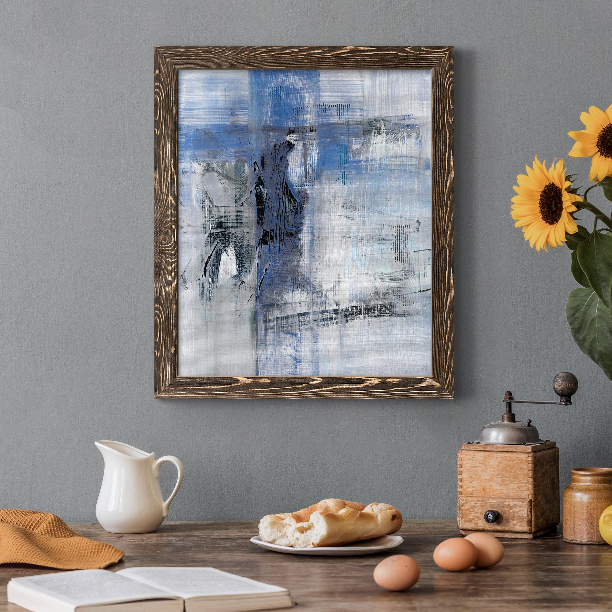 Reflections in Indigo - Premium Canvas Framed in Barnwood - Ready to Hang