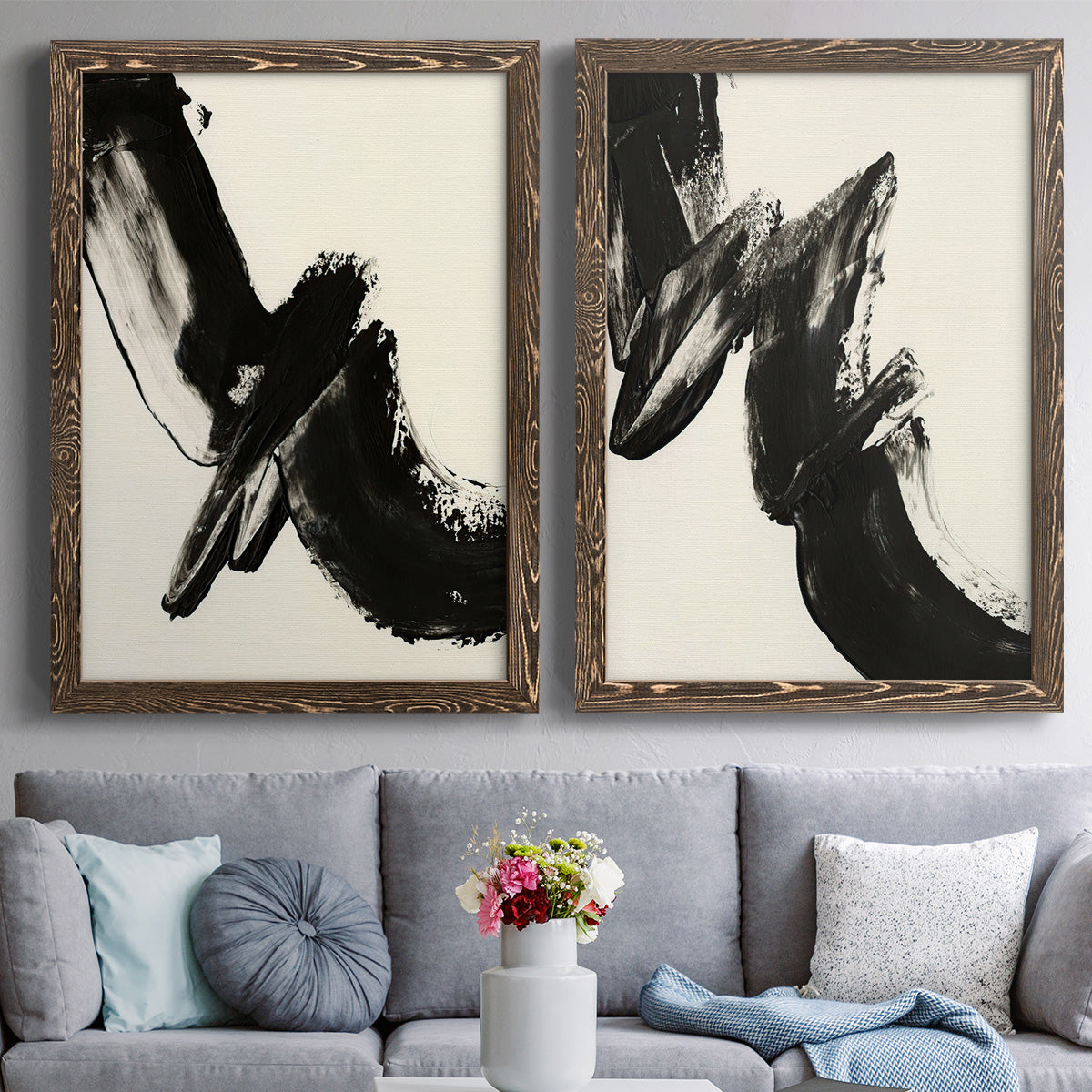 Black Expression I - Premium Framed Canvas 2 Piece Set - Ready to Hang