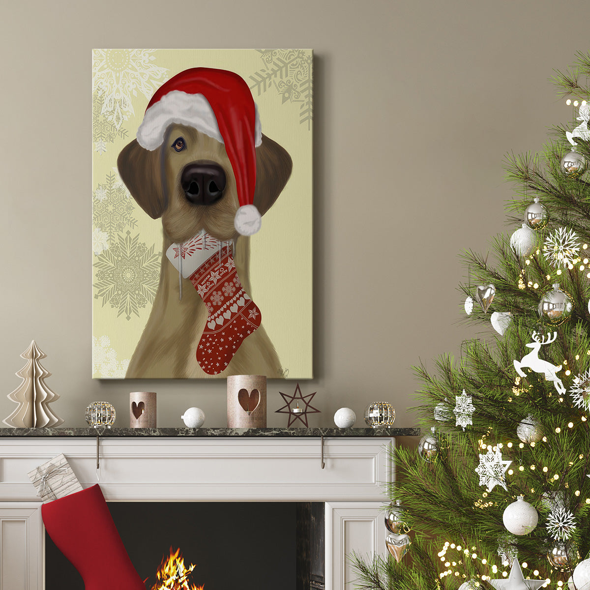 Christmas Drooly Christmas Dane - Gallery Wrapped Canvas