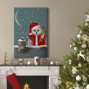 Christmas Santa Owl - Gallery Wrapped Canvas