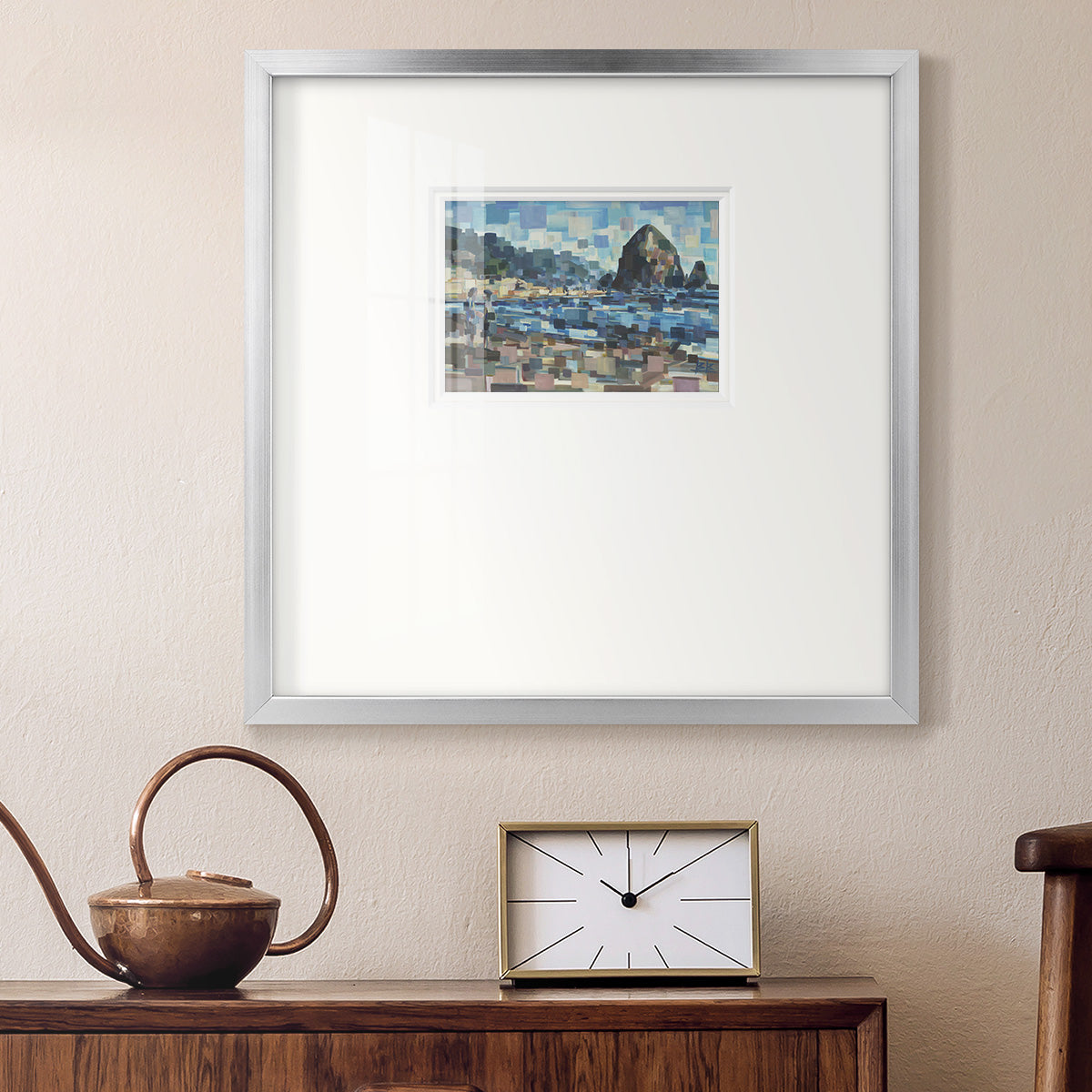 Evening in Cannon Beach- Premium Framed Print Double Matboard