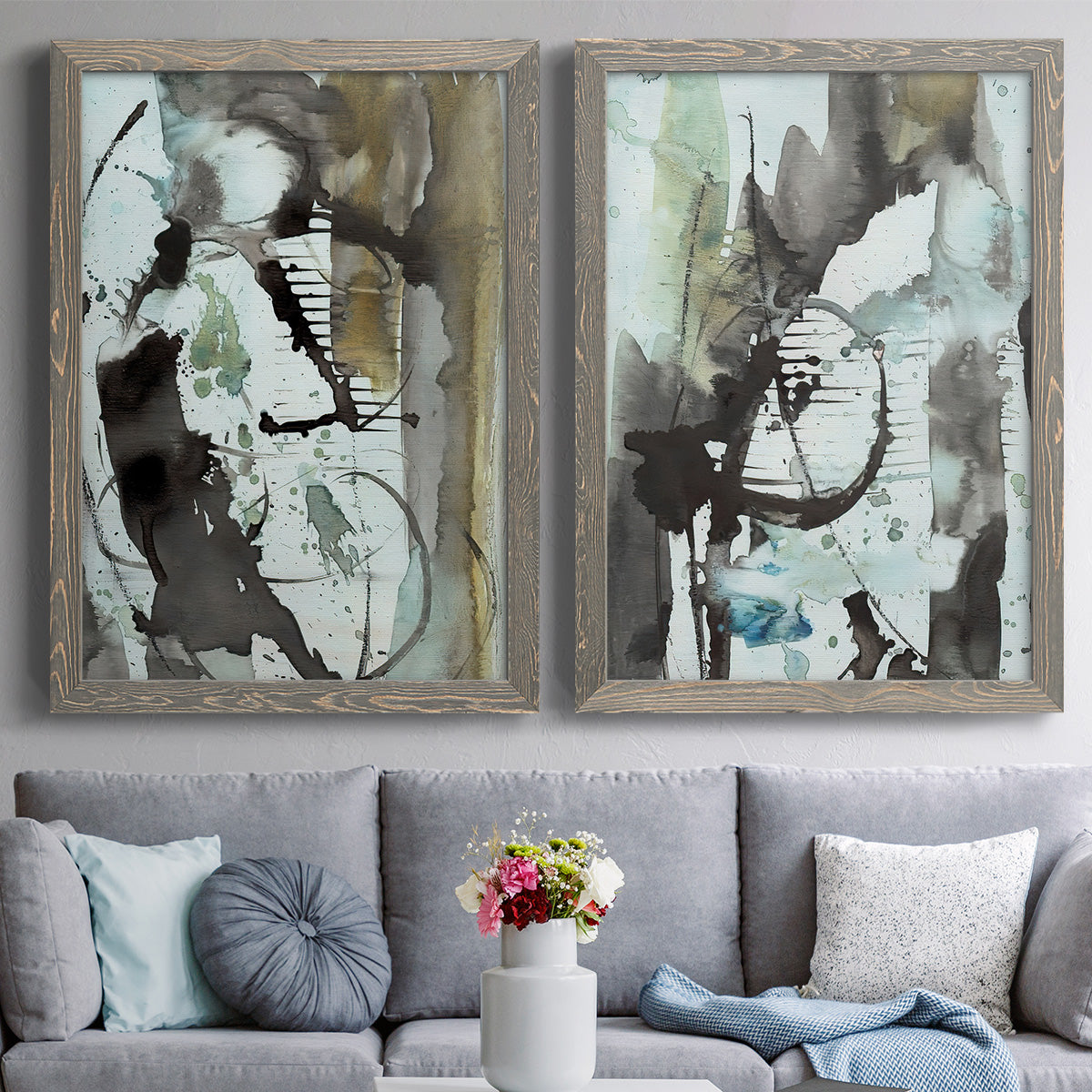 Lyrical Abstract I - Premium Framed Canvas 2 Piece Set - Ready to Hang