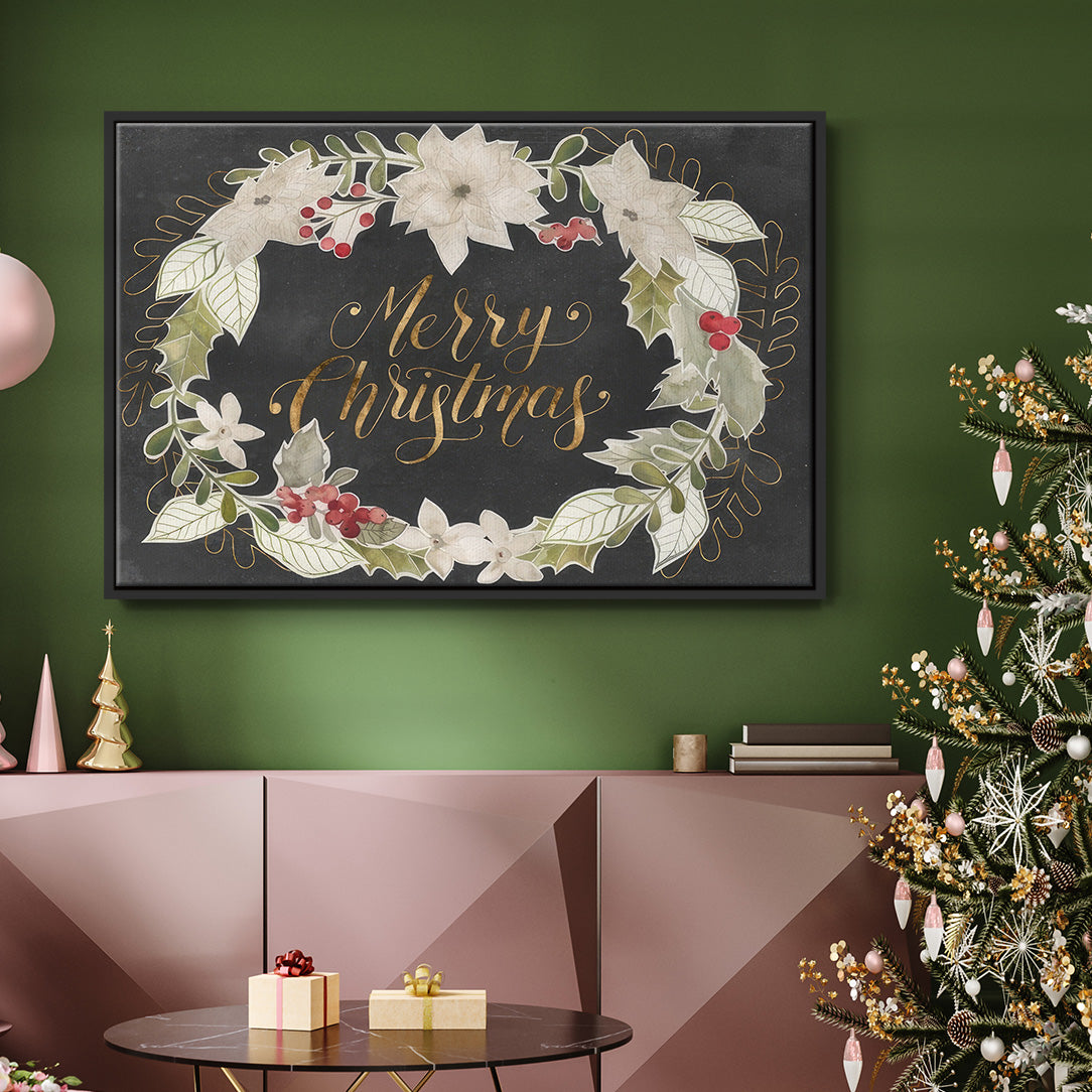 Gilded Christmas Collection A - Framed Gallery Wrapped Canvas in Floating Frame