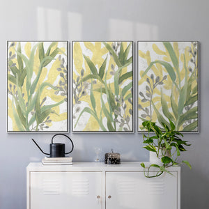Sea Grass Fresco I - Framed Premium Gallery Wrapped Canvas L Frame 3 Piece Set - Ready to Hang