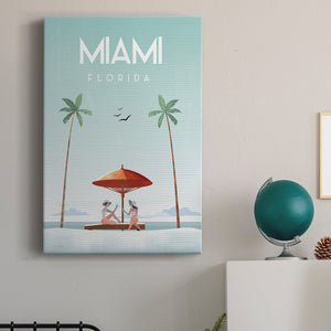 Illustrated Miami Beach II Premium Gallery Wrapped Canvas - Ready to Hang