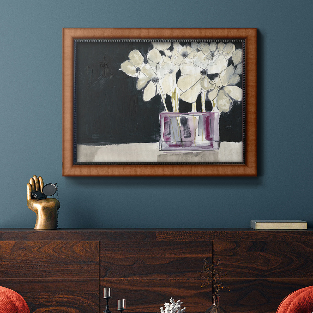 White Flowers in Fuchsia I Premium Framed Canvas- Ready to Hang